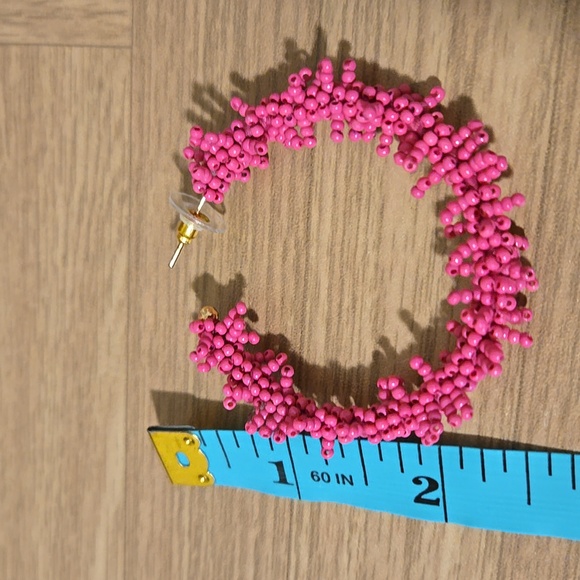 Pink Hoop Seed Bead Earrings NEW - Picture 3 of 3